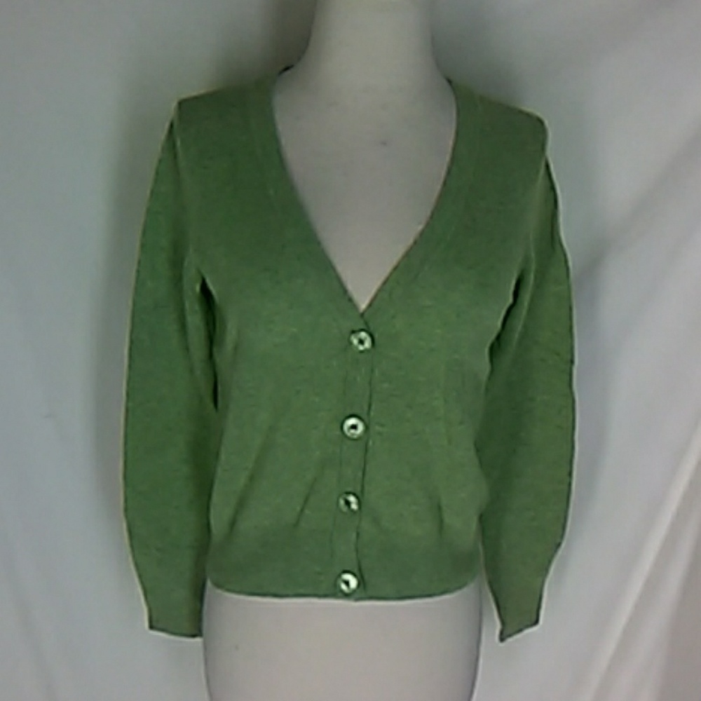 Talbot's Petites Green Wool  Cardigan Sweater P